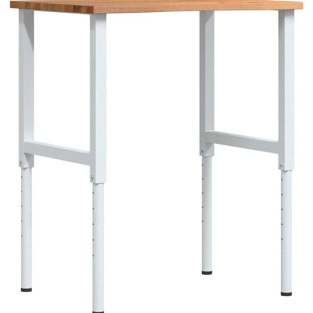 Bouwbeslag*vidaXL Werkbank 80x60x(71,5-98) cm eikenhout lichtbruin Wit en lichtbruin
