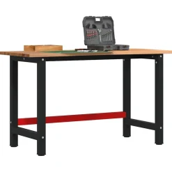 Bouwbeslag*vidaXL Werkbank 140x60x81,5 cm massief eikenhout Lichtbruin