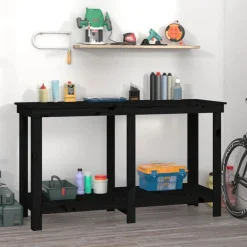 Bouwbeslag*vidaXL werkbank 140x50x80 cm massief grenenhout Zwart