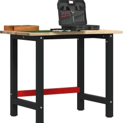 Werkbank 100x60x81,5 cm massief eikenhout>vidaXL New