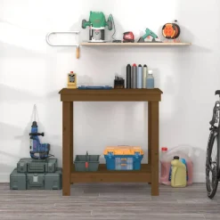 Bouwbeslag*vidaXL Werkbank 80x50x80 cm massief grenenhout Honingbruin