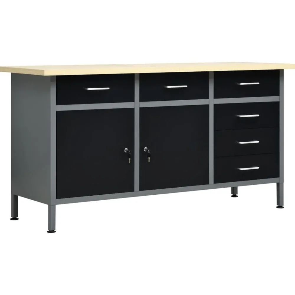 Bouwbeslag*vidaXL Werkbank 160x60x85 cm staal zwart