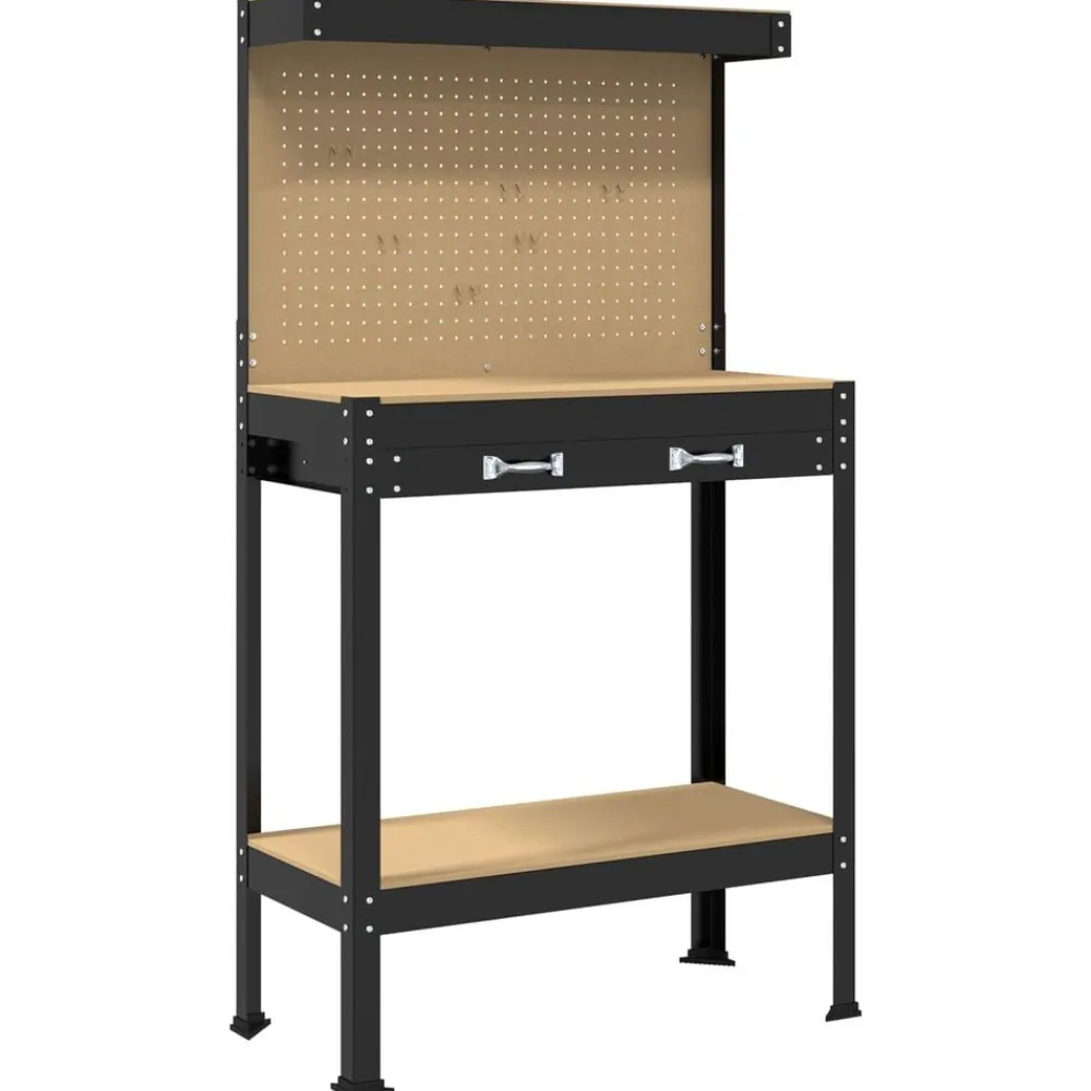Bouwbeslag*vidaXL Werkbank Zwart 81 x 41 x 145 cm Bewerkt hout en metaal