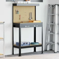 Bouwbeslag*vidaXL Werkbank Zwart 81 x 41 x 145 cm Bewerkt hout en metaal