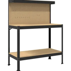 Bouwbeslag*vidaXL Werkbank Zwart 114 x 54 x 145 cm Bewerkt hout en metaal