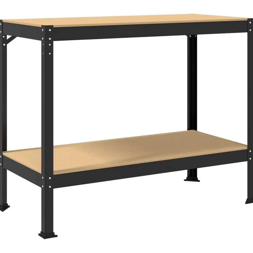 Bouwbeslag*vidaXL Werkbank Zwart 115 x 55 x 91 cm Bewerkt hout en metaal