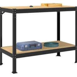 Bouwbeslag*vidaXL Werkbank Zwart 115 x 55 x 91 cm Bewerkt hout en metaal