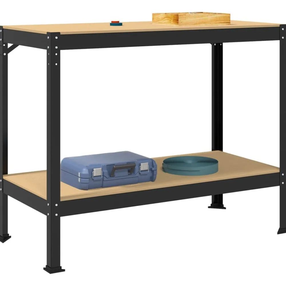 Bouwbeslag*vidaXL Werkbank Zwart 115 x 55 x 91 cm Bewerkt hout en metaal