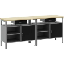 Werkbankset met lade 2 pcs en Grijs 200 x 55 x 85 cm>vidaXL Discount