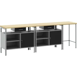 Werkbankset met lade 3 pcs Rood en Grijs Gepoedercoat staal>vidaXL Discount
