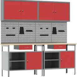 Werkbankset met lade 8 pcs en Grijs Gepoedercoat staal>vidaXL Outlet