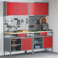 Werkbankset met lade 8 pcs en Grijs Gepoedercoat staal>vidaXL Outlet