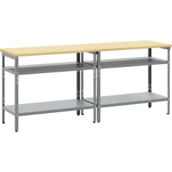 Bouwbeslag*vidaXL Werkbankset met plank 2 pcs Beige en 200 x 55 x 85 cm Grijs