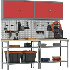Werkbankset met plank 8 pcs en Grijs Gepoedercoat staal>vidaXL Hot