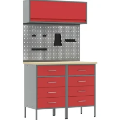 Bouwbeslag*vidaXL Werkkast set 5 pcs Poedergecoat staal en gefabriceerd hout Rood