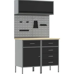 Bouwbeslag*vidaXL Werkkast set met lade met plank met opslag met slot 5 pcs Zwart