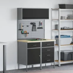 Bouwbeslag*vidaXL Werkkast set met lade met plank met opslag met slot 5 pcs Zwart