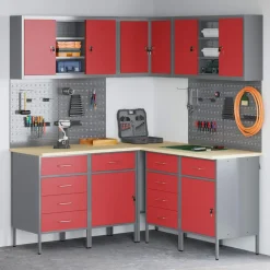Werkkast set met lade met plank met opslag 12 pcs en Grijs>vidaXL Hot
