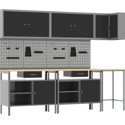Werkkast set met lade met plank met slot 10 pcs en Grijs>vidaXL Hot