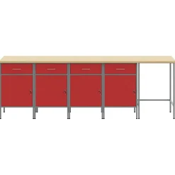 Bouwbeslag*vidaXL Werkkast set met lade met opslag met slot 5 pcs en Grijs Rood
