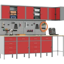 Werkkast set met lade met plank met opslag 12 pcs en Grijs><noscript><img width=