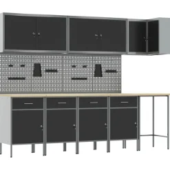 Bouwbeslag*vidaXL Werkkast set met lade met plank met slot 12 pcs en Grijs Zwart