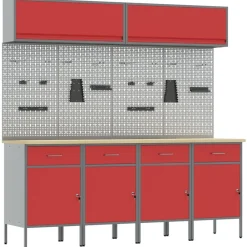 Bouwbeslag*vidaXL Werkkast set met lade met opslag met slot 10 pcs Rood
