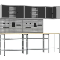 Werkkast set met plank met opslag 10 pcs en Grijs>vidaXL New