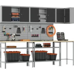 Werkkast set met plank met opslag 10 pcs en Grijs>vidaXL New