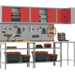 Bouwbeslag*vidaXL Werkkast set met plank met opslag met slot 10 pcs en Grijs Rood