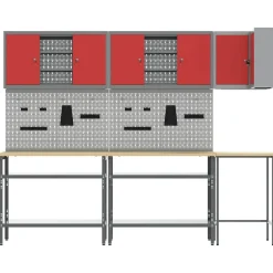 Bouwbeslag*vidaXL Werkkast set met plank met opslag met slot 10 pcs en Grijs Rood