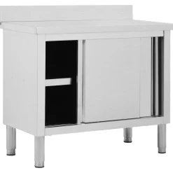 Werktafel met schuifdeuren 100x50x(95-97) cm roestvrij staal>vidaXL Sale