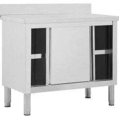 Werktafel met schuifdeuren 100x50x(95-97) cm roestvrij staal><noscript><img width=