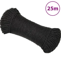 Bouwbeslag*vidaXL Werktouw 3 mm 25 m polypropeen Zwart