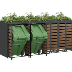 Huishoudelijke Benodigdheden*vidaXL Wieltjesbakopslag voor 4 bakken Antraciet 340 x 77.5 x 115.5 cm