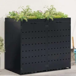 Huishoudelijke Benodigdheden*vidaXL Wieltjesbakopslag voor 2 bakken 136 x 77,5 x 121,5 cm Zwart