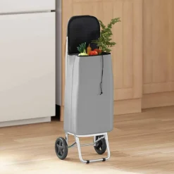 Bagage & Tassen*vidaXL Winkel trolley 35 x 28 x 92 cm Oxford stof Grijs