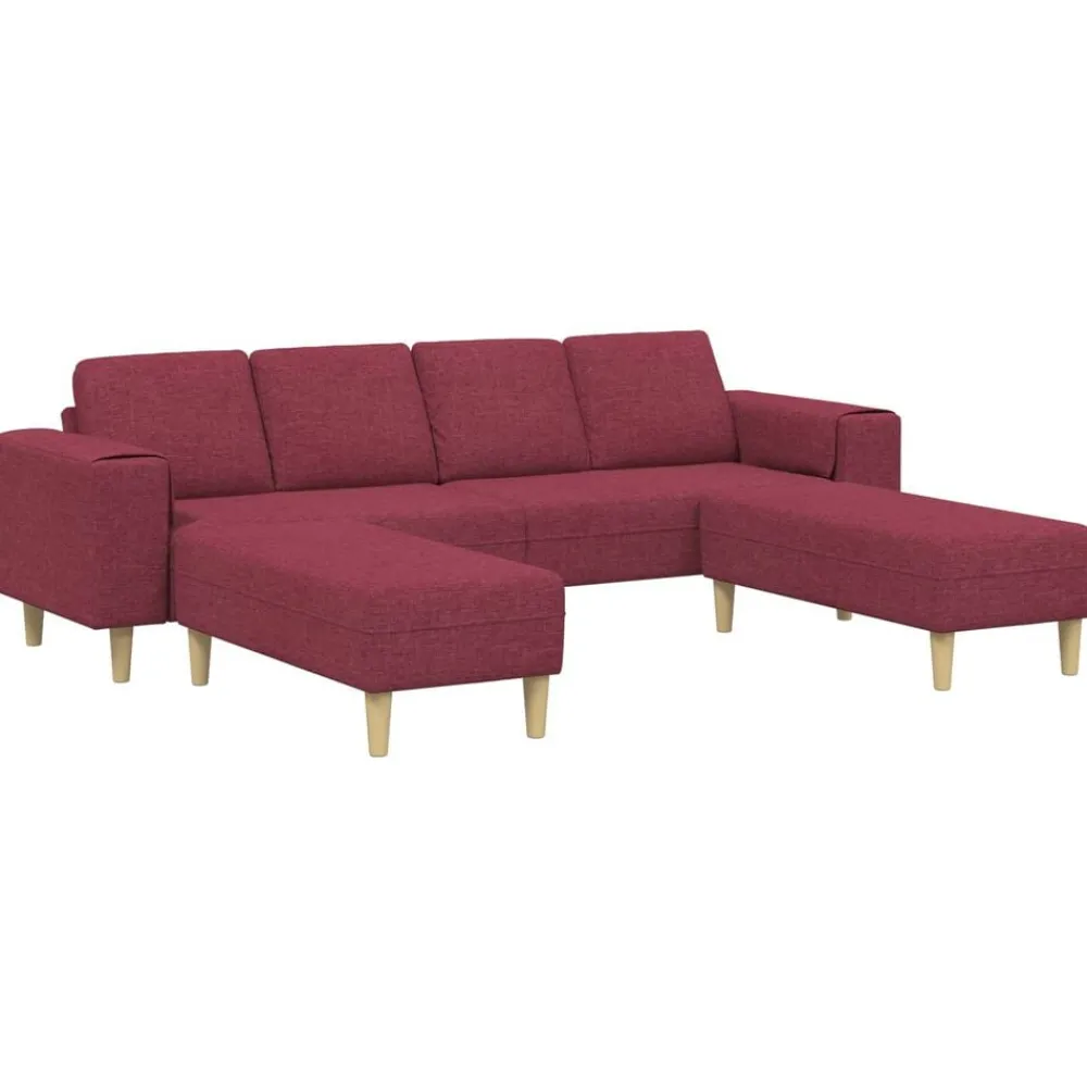 Banken*vidaXL Woonkamer Bank 3 pcs 250 x 188 x 76 cm Polyester Wijnrood