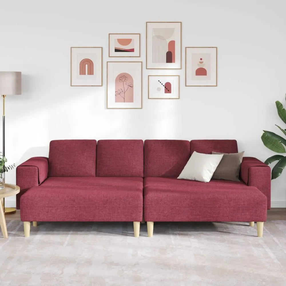 Banken*vidaXL Woonkamer Bank 3 pcs 250 x 188 x 76 cm Polyester Wijnrood