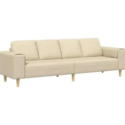 Woonkamer Bank Crème 250 x 77 x 76 cm Polyester>vidaXL Discount