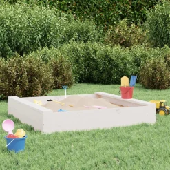 Zandbak met bankjes vierkant massief grenenhout wit>vidaXL Best