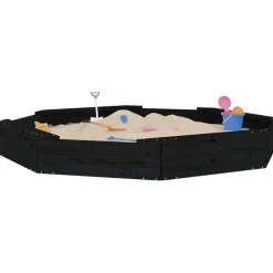 Zandbak met bankjes achthoekig massief grenenhout zwart><noscript><img width=
