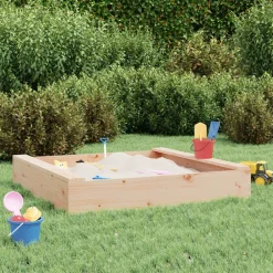 Buitenspeelgoed*vidaXL Zandbak met bankjes vierkant massief grenenhout Natuurlijk grenenhout