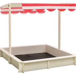 Buitenspeelgoed*vidaXL Zandbak met verstelbaar dak UV50 vurenhout Wit en rood