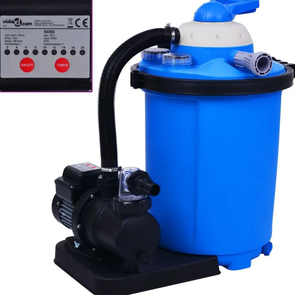 Zandfilterpomp met timer 550 W 50 L>vidaXL