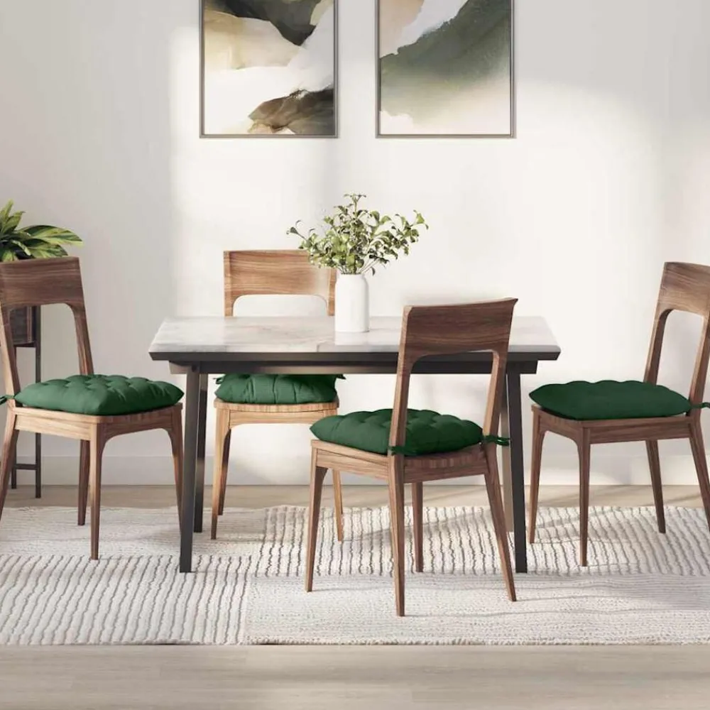 Woon- & Tuinaccessoires*vidaXL Zitkussens 4 pcs 40 x 40 x 6 cm Katoen Stof Donkergroen