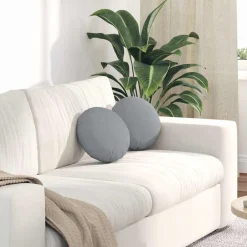 Woon- & Tuinaccessoires*vidaXL Zitkussens 2 pcs Ø30 x 13 cm Stof Lichtgrijs