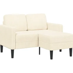 2-zitsbank met ligstoel L-vormig crèmekleurig 125 cm linnen>vidaXL Clearance