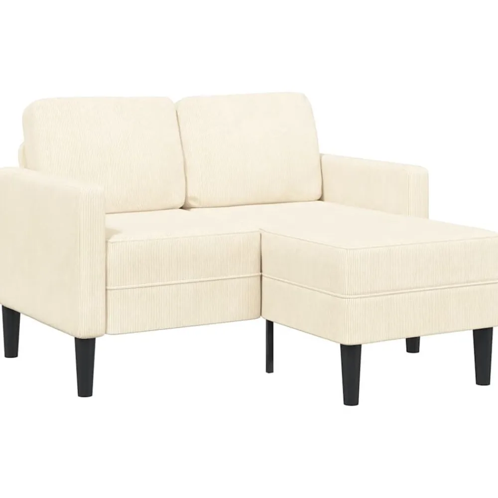 2-zitsbank met ligstoel L-vormig crèmekleurig 125 cm linnen>vidaXL Clearance