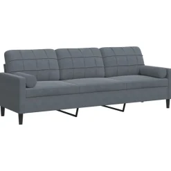 Banken*vidaXL 3-zitsbank met sierkussens 210 cm fluweel Donkergrijs